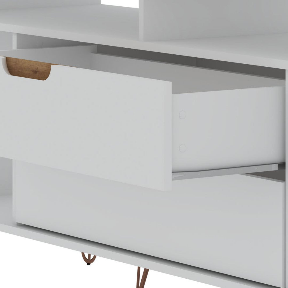 Rockefeller 63" TV Stand, Off White and Nature