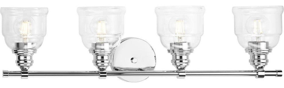 Ambrose Collection 29" 4-Light Polished Chrome Clear Glass Bath Vanity Light