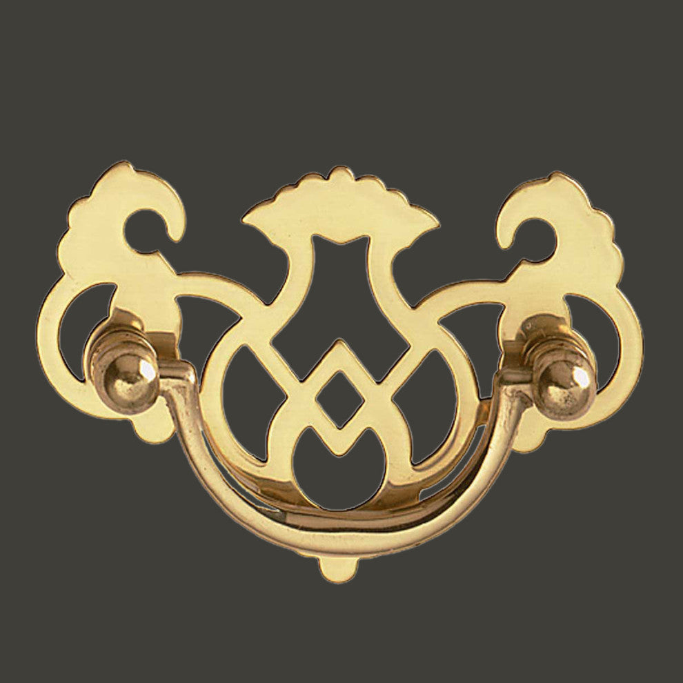 Chippendale Bail Pull Bright Solid Brass 2 7/8"  |