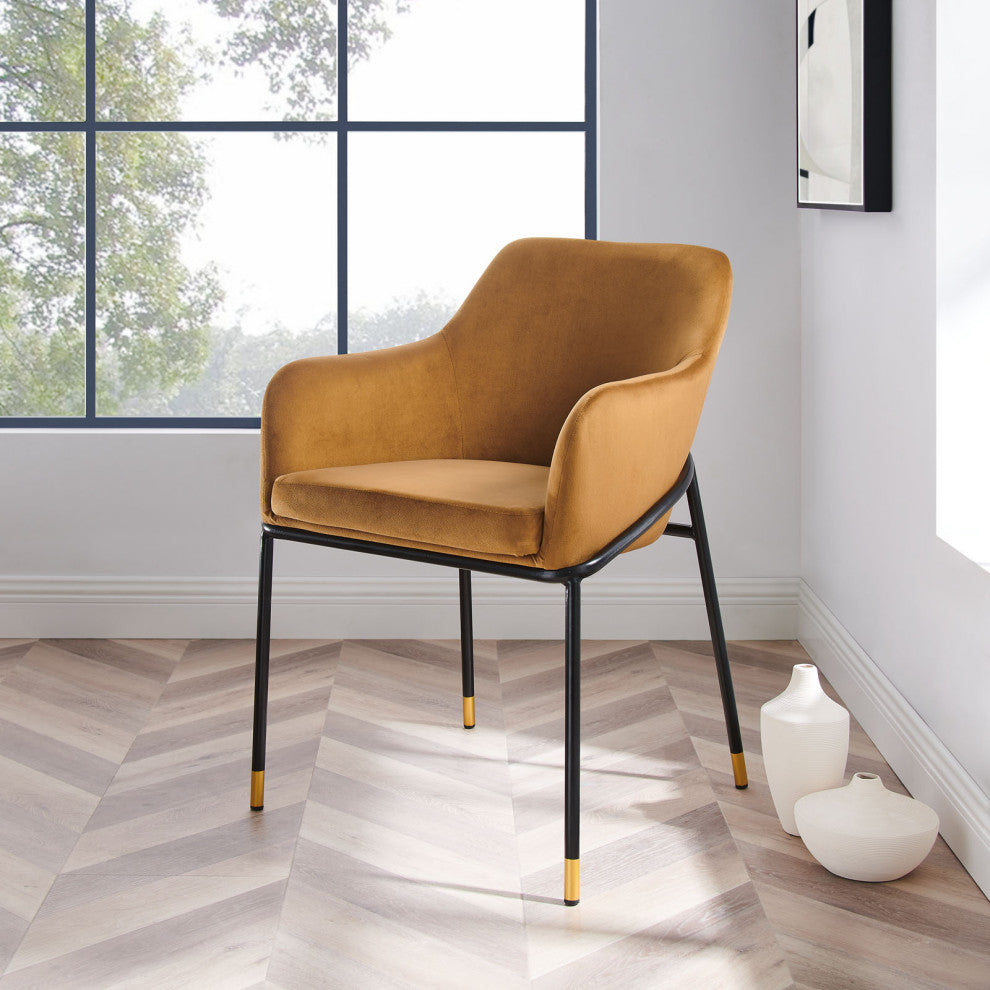 Dining Chair, Black Brown, Velvet, Modern, Mid Century Cafe Bistro Hospitality