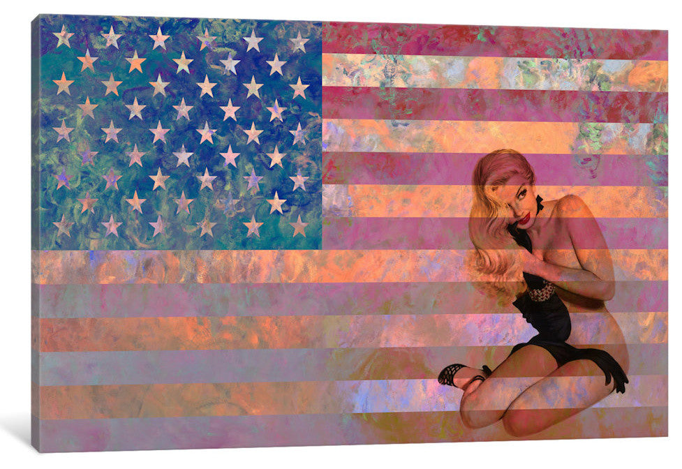 "USA Flag (Vintage Pinup) Gallery" by iCanvas, 40x26x1.5"