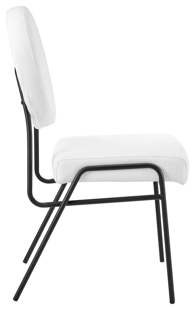 Craft Upholstered Fabric Dining Side Chairs, Set of 2, Black White