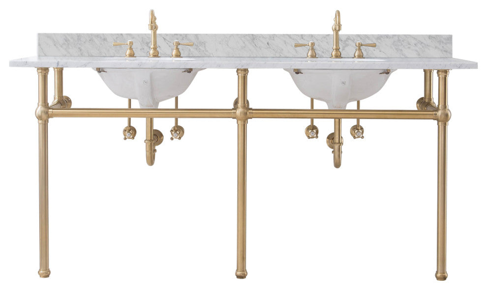 Embassy 72" Wide Double Wash Stand Only, Satin Brass