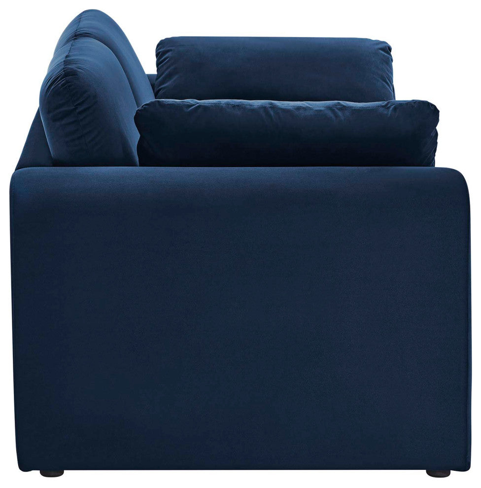 Waverly Performance Velvet Sofa, Midnight Blue