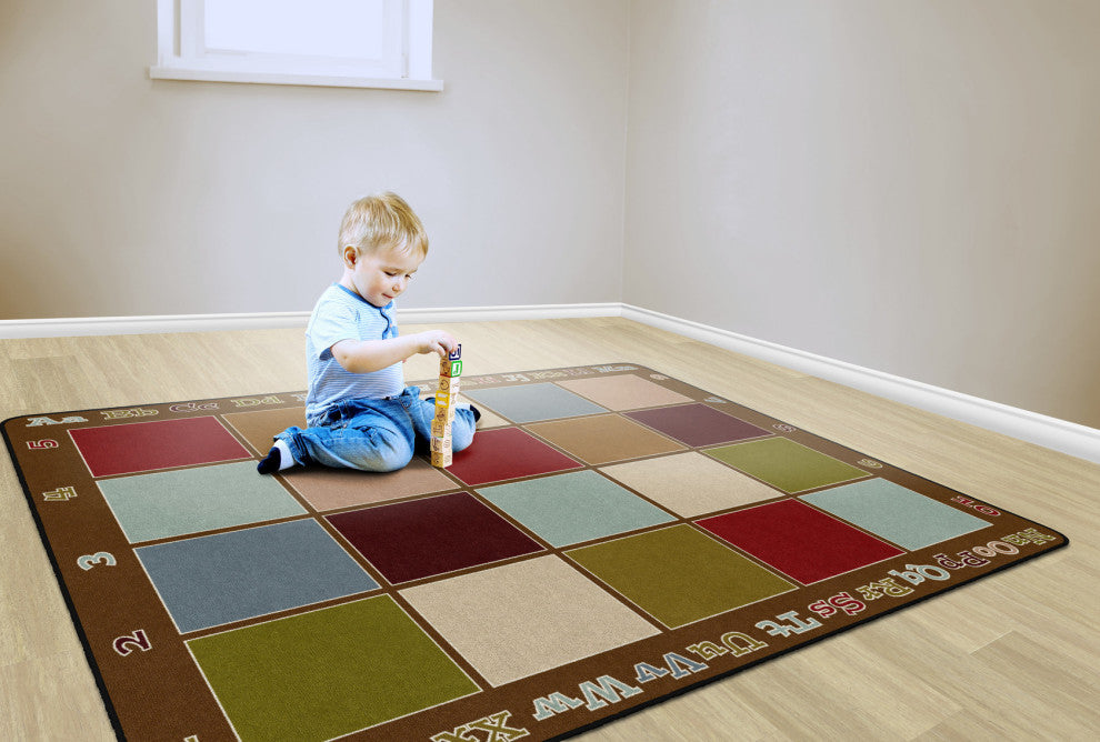 Flagship Carpets FA1338-58FS 10'6x13'2 Sitting Grid Earth Tone Rug