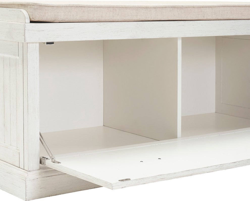 Seaside Entryway Bench, Distressed White Finish