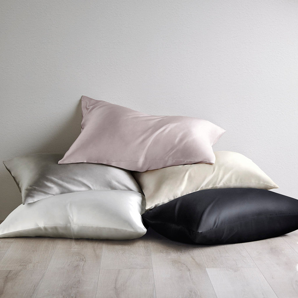 Madison Park Silk 100% Mulberry Silk Pillowcase, Black