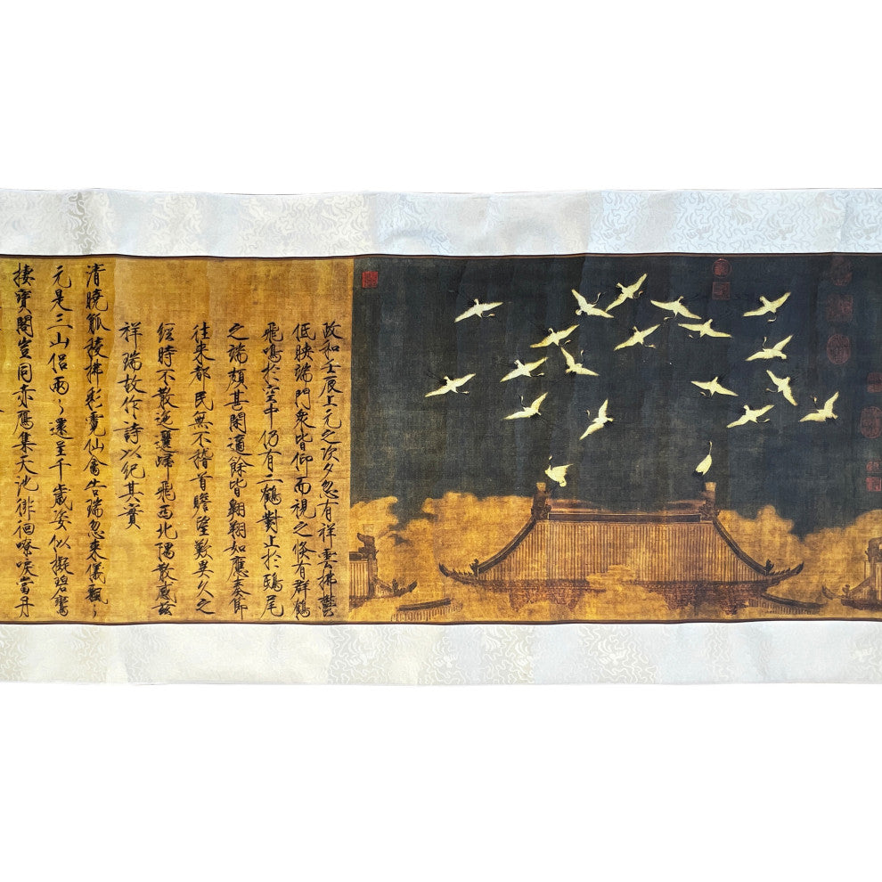 Chinese Calligraphy Ink Writing Horizontal Bird Scroll Painting Wall Art Hws3042