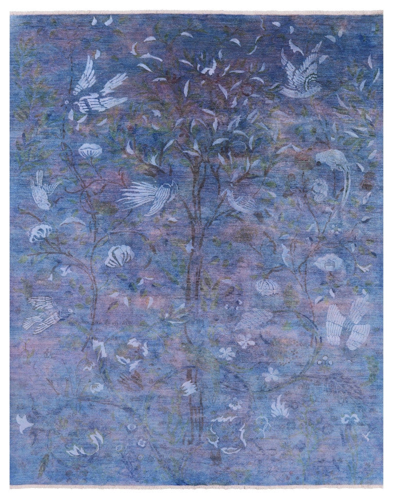 8' 10" X 11' 3" Persian Tree Of Life Wool and Silk Rug Q4558