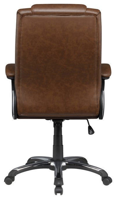 Modern Office Chair, PU Upholstered Seat With Comfortable Pillowed Top, Brown