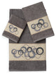 Linum Home Textiles Annabelle 3-Piece Embellished Towel Set, Dark Gray