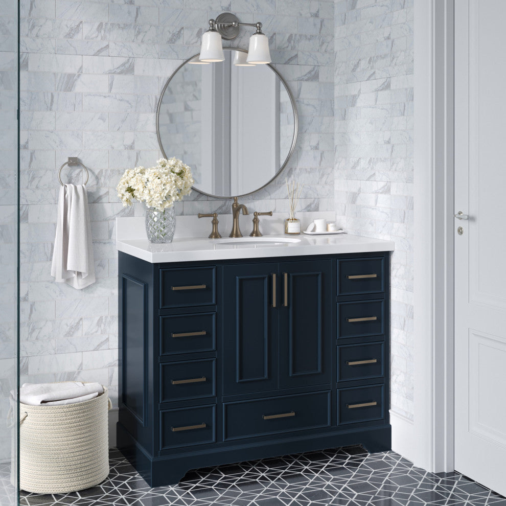 Ariel Stafford 42" Single Sink Bathroom Vanity Base, Midnight Blue