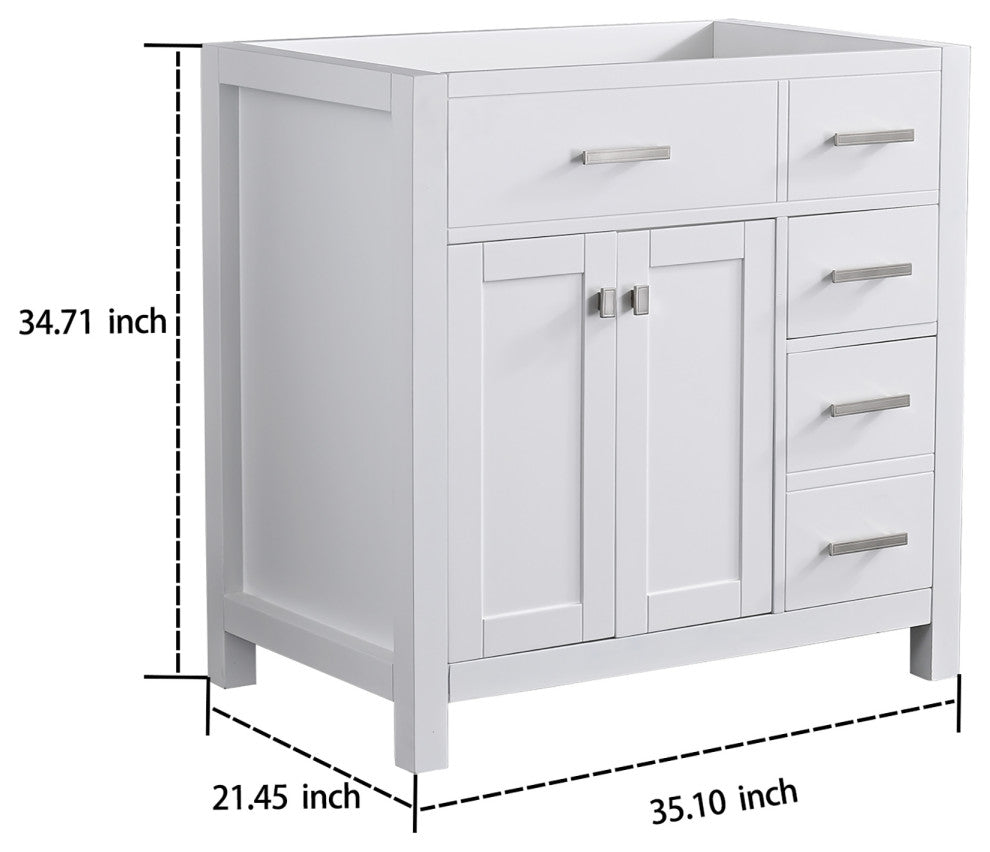 36" Single Bathroom Vanity Base with Drawers