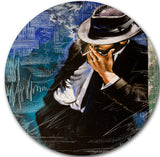 Man With Cigarette, Portrait Round Metal Wall Art, 23"