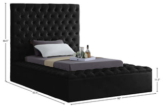 Bliss Velvet Upholstered  Bed, Black, Twin