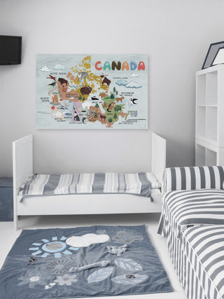 "Cloudy Canadian Map" Painting Print on Wrapped Canvas, 18"x12"