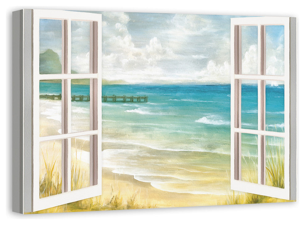 Open Windows to Beach Paradise 24x36 Canvas Wall Art