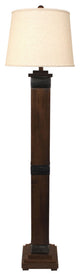 Dark Stain Mission Style Floor Lamp With Steel Accents