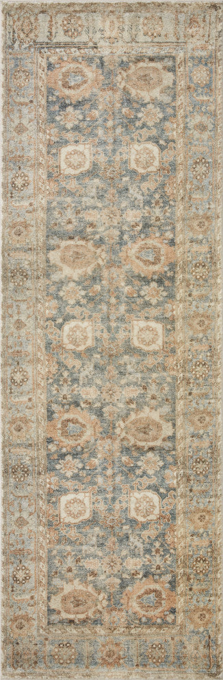 Margot Oriental Ocean/Spice Area Rug, 2'6"x9'6"