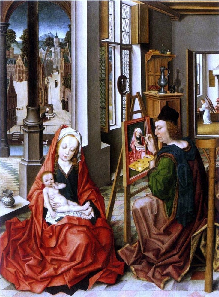 Derick Baegert Saint Luke Painting the Virgin Gallery Wrap Canvas, 21"x28"