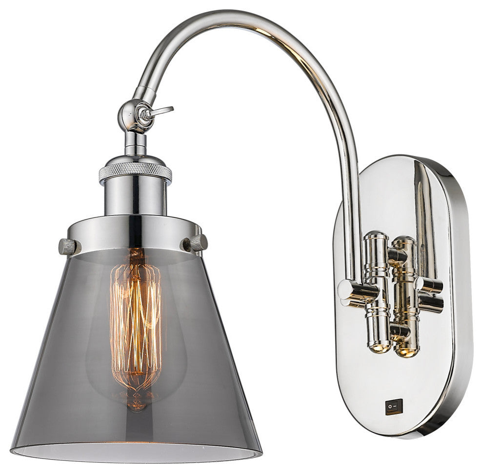Cone Sconce, Polished Nickel, Plated Smoke, Plated Smoke