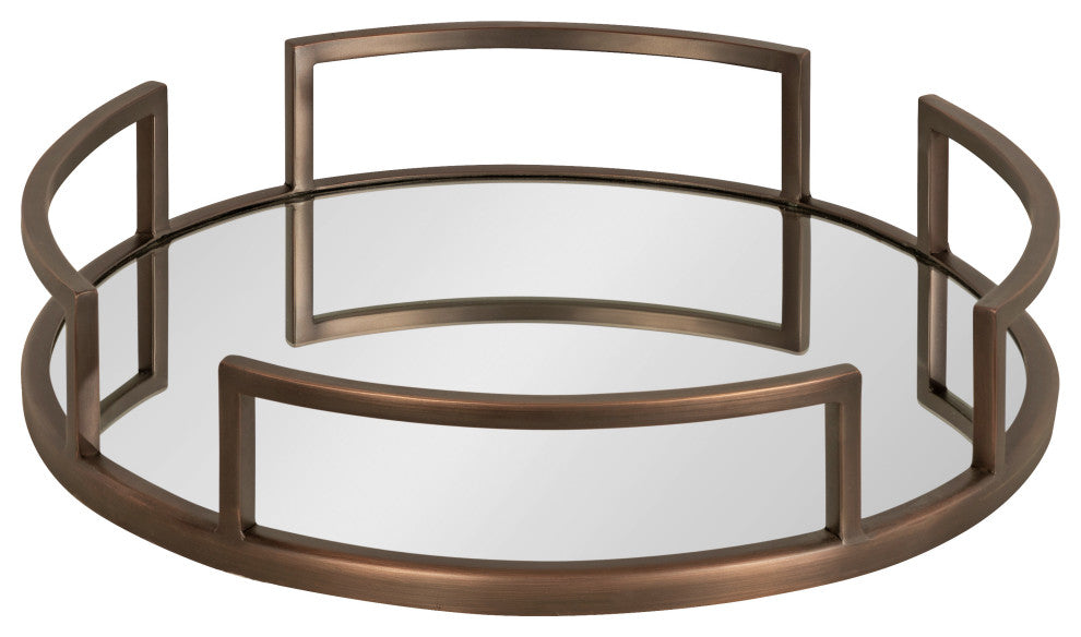Gohana Decorative Metal Tray, Bronze 16" Diameter