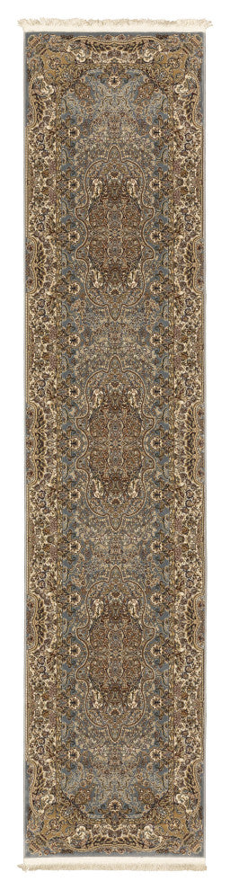 Mackenzie Medallion Blue/Gold Area Rug, 2'3"x10'