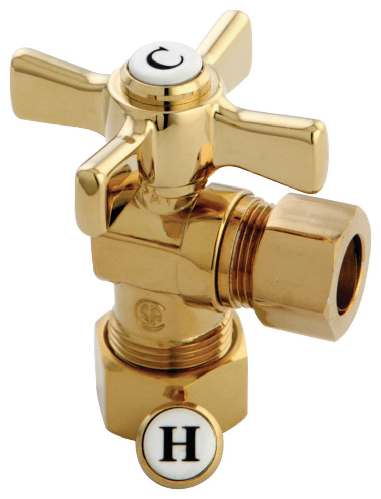 Kingston Brass 5/8" OD Comp X 1/2" OD Comp Angle Stop, Polished Brass