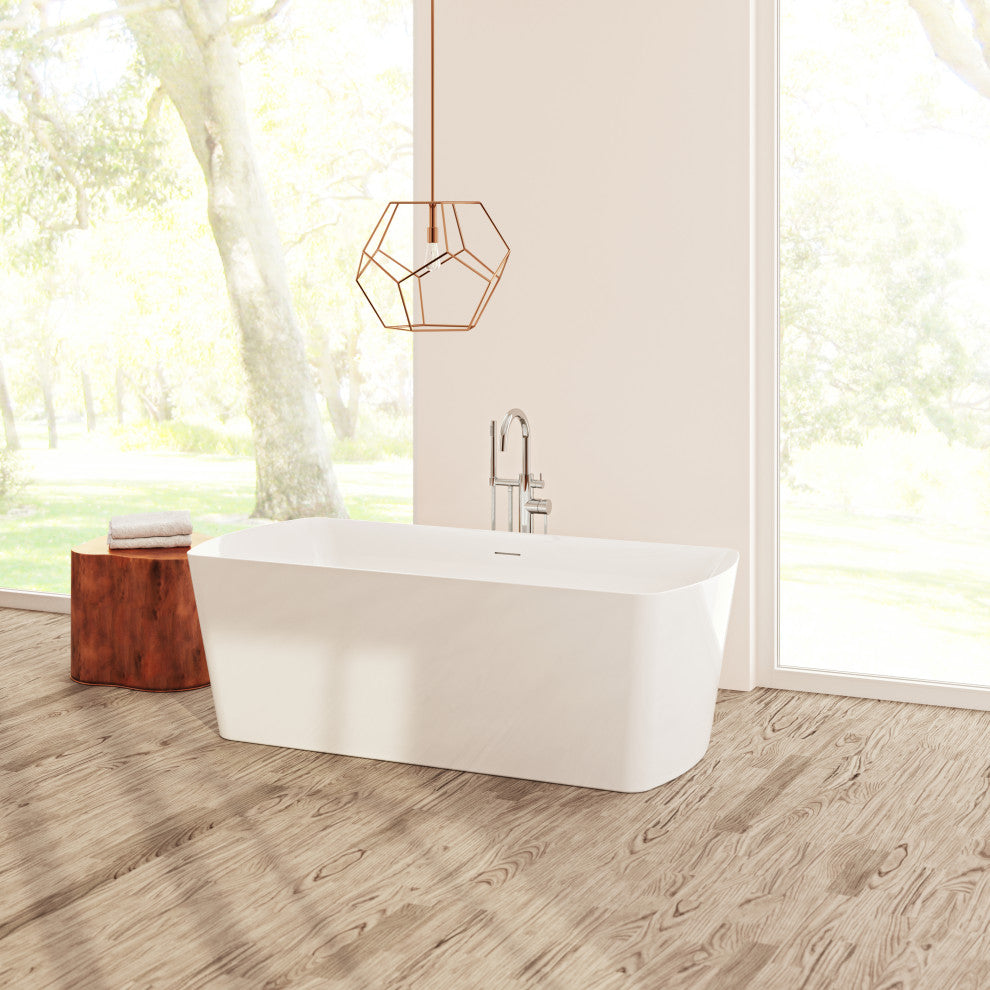 Perlato Bilbao Freestanding Soaking Tub, White, 71"