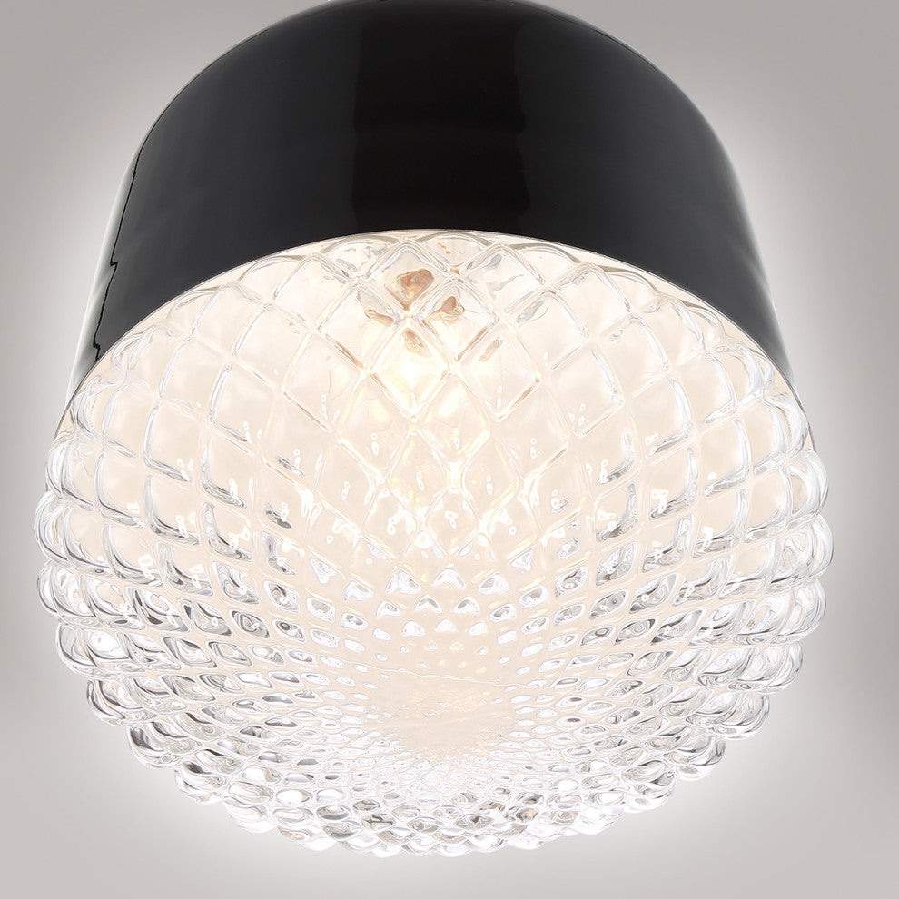 Corson Modern Light Pendant Polished White Metal Shade With Casted Weave Glass