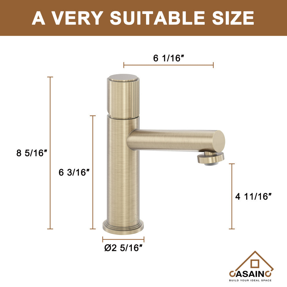 Brushed Champagne Gold Single Handle Sink Faucet with Pop-Up Drain
