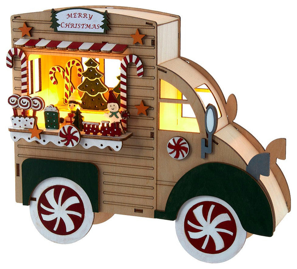 Kurt Adler 10" Battery-Operated Lit Merry Christmas Gingerbread Truck