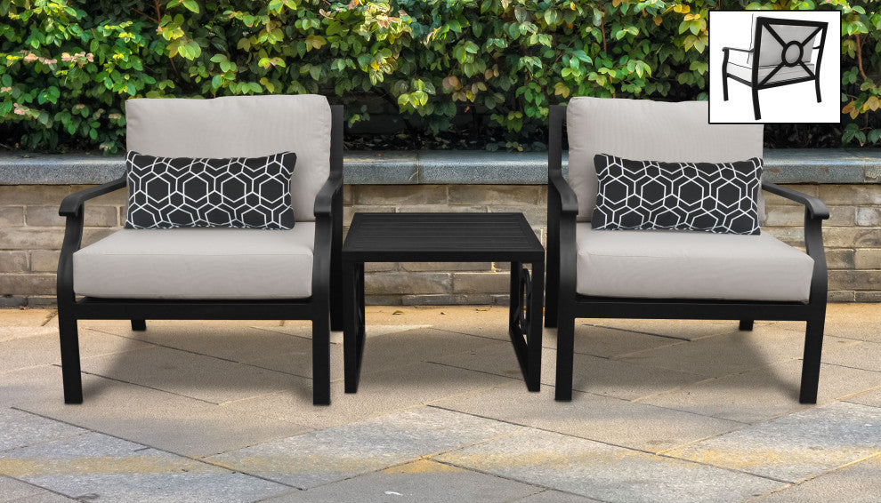 kathy ireland Madison Ave. 3 Piece Aluminum Patio Furniture Set 03a, Almond