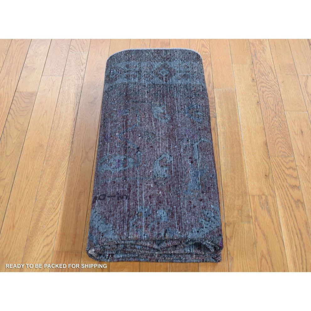 Red Overdyed Dark Persian Bakhtiar Handmade Wool Wide and Long Rug, 5'4"x9'5"