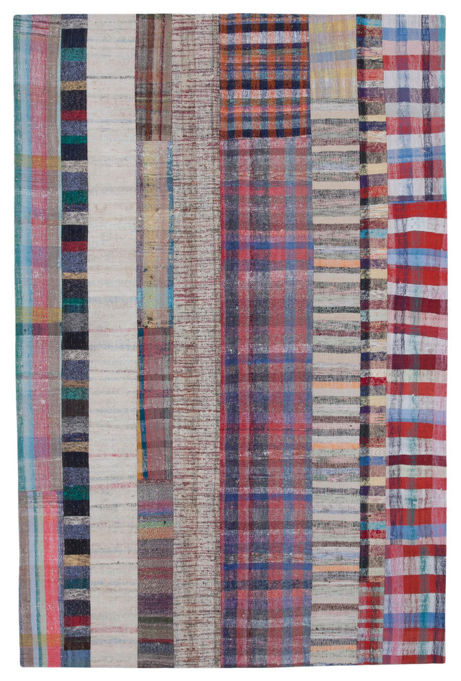 Rug N Carpet - Handmade Anatolian 6' 6'' x 9' 11'' Unique Patchwork Kilim Rug