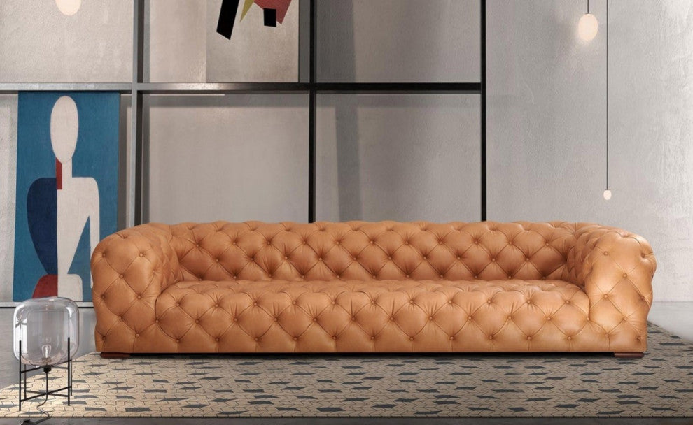 Divani Casa Dexter, Transitional Camel Tufted Sofa