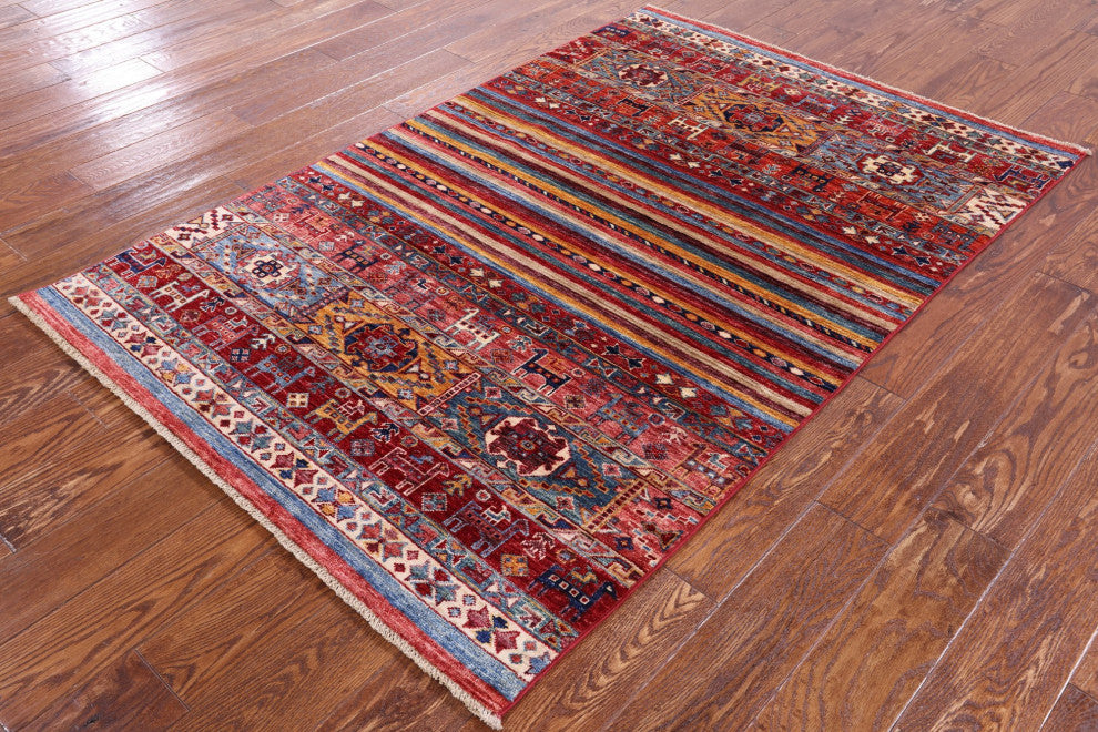 Hand Knotted Tribal Persian Gabbeh Rug 3' 11" X 6' 0" Q8125