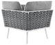 Lounge Sectional Sofa Chair Set, White Gray, Aluminum, Modern, Outdoor