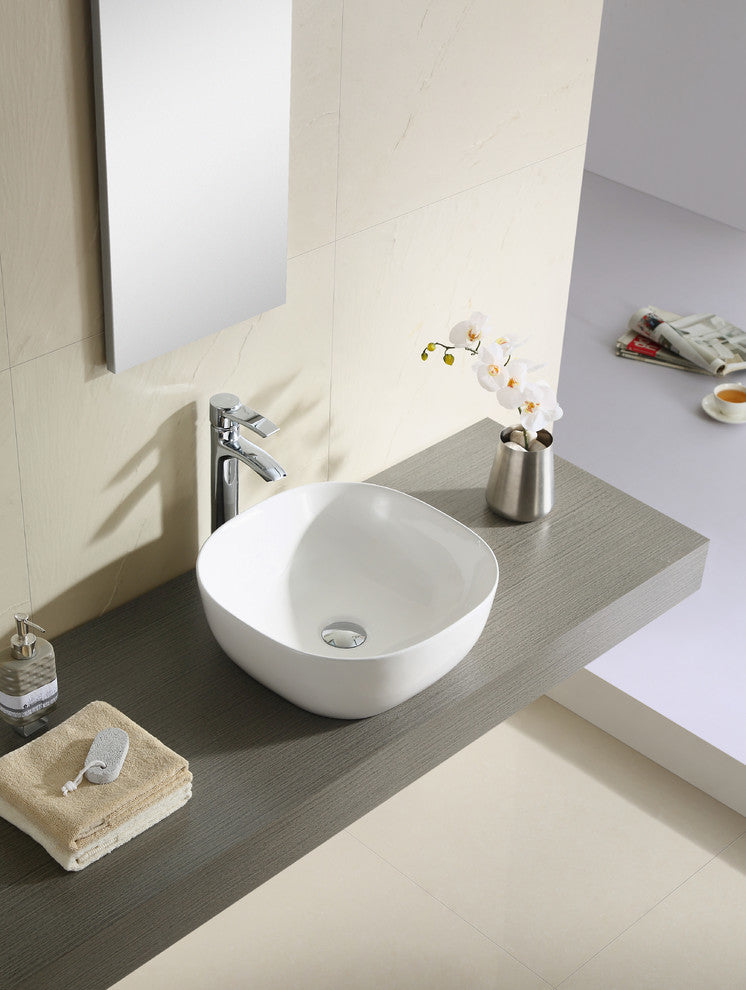 Fine Fixtures White Vitreous China 16" Thin Edge Vessel, Square