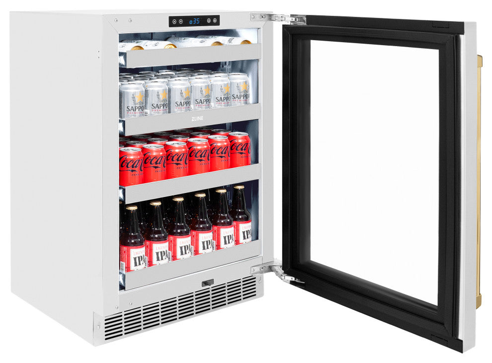 ZLINE 24" Touchstone Beverage Fridge With Stainless RBSOZ-GS-24-G