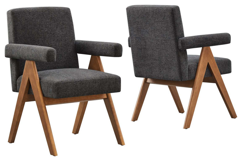 Lyra Fabric Dining Room Chair, Set of 2, Dark Gray Fabric