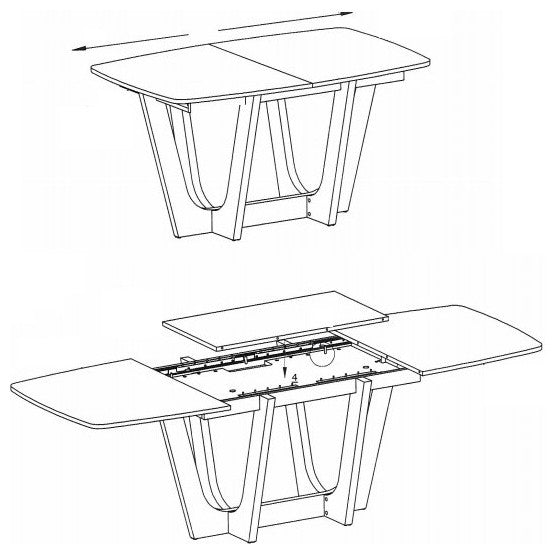 URBINO Extendable Dining Table, Black/White
