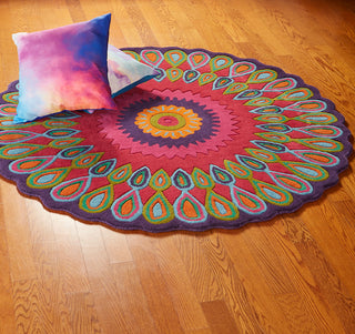 Pink Peacock Indoor Area Rug, 5' Round