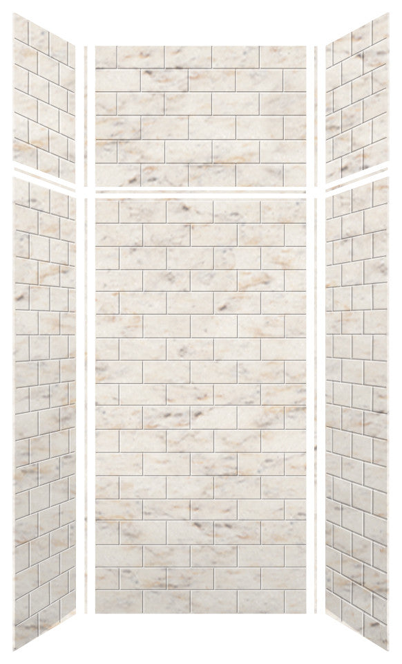 Transolid SaraMar 36"x36"x96" 6-Piece Shower Wall Kit, Biscotti Marble