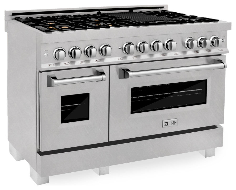 ZLINE 48" Dual Fuel Range With Griddle and Brass Burners