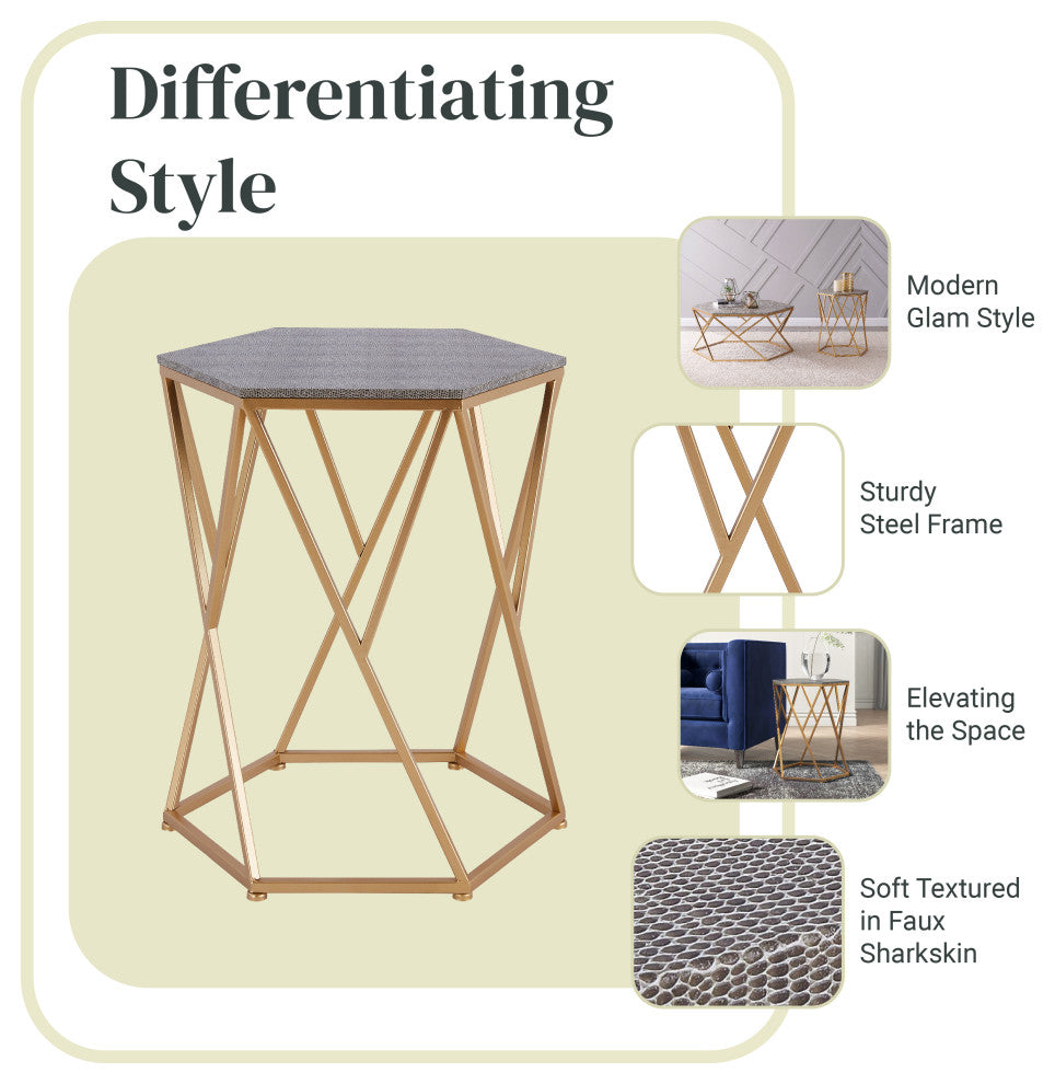 Cressa Faux Shagreen Table, End Table