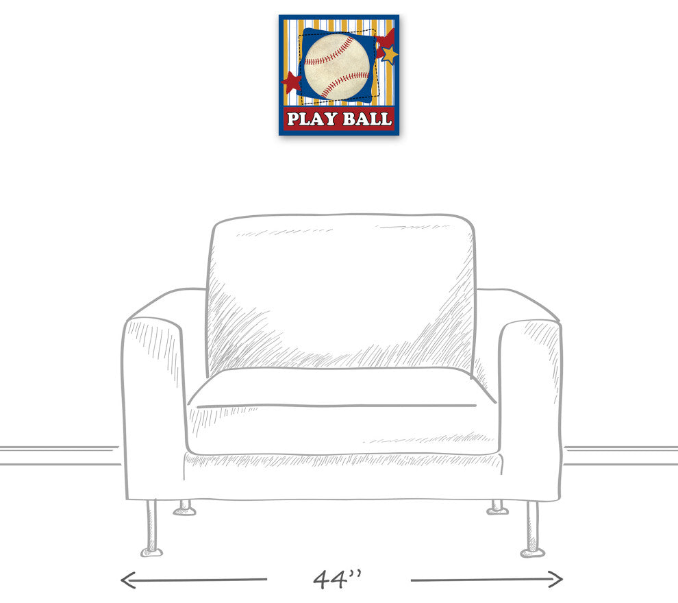 Play Ball Baseball 12x12 Canvas Wall Art