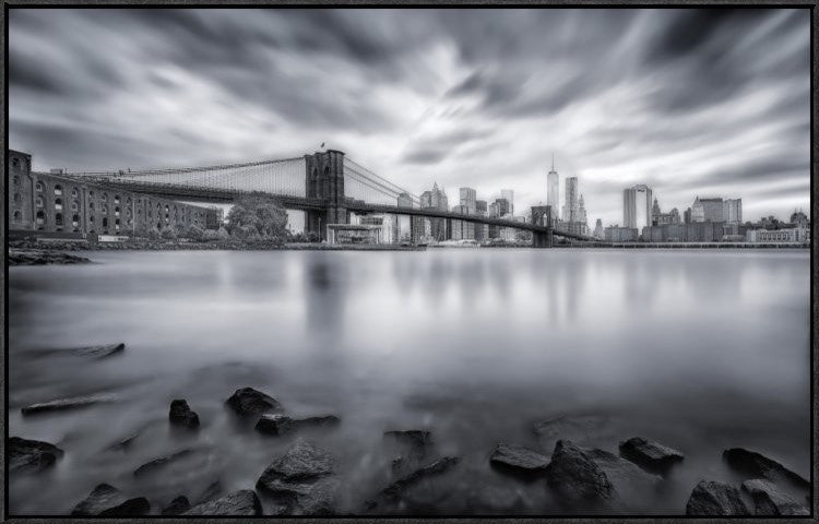 "Brooklyn Bridge" Framed Canvas Giclee by Javier De La, 41x26"
