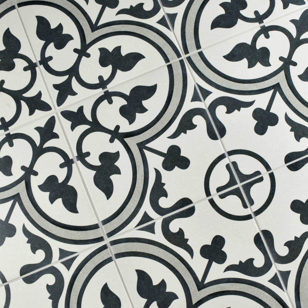 Arte Encaustic Porcelain Floor and Wall Tile, Grey