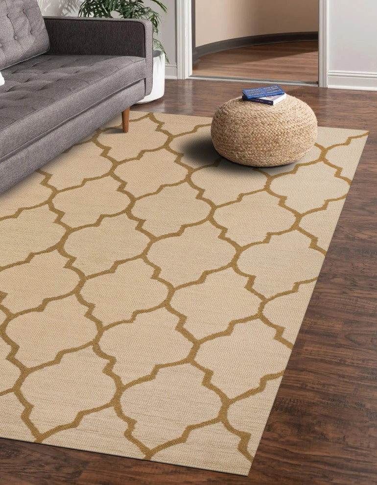 Light Beige Traditional Trellis Moroccan Area Rug